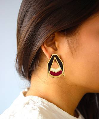 Minimal Stud Maroon Acrylic Earring 1