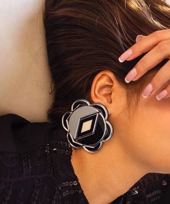 Flower Earwear Grey Acrylic Earring 1
