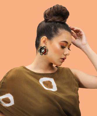 Flower Earwear Brown Acrylic Earring 1