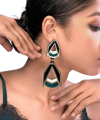 Double Drop Earwear Green Acrylic Earring 2