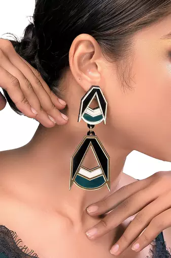 Double Drop Earwear Green Acrylic Earring