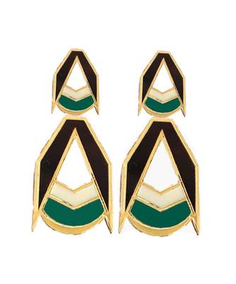 Double Drop Earwear Green Acrylic Earring 3