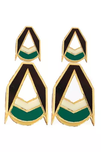 Double Drop Earwear Green Acrylic Earring