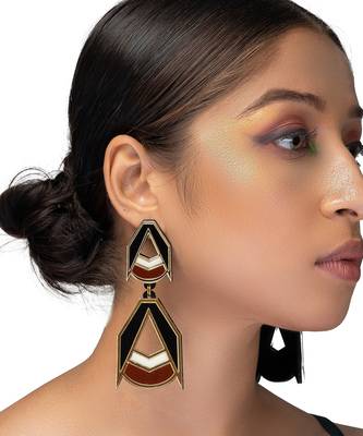 Double Drop Earwear Brown Acrylic Earring 2