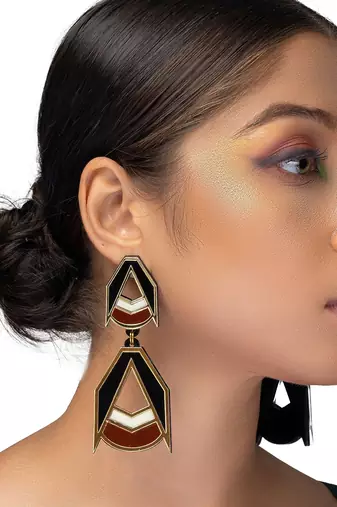 Double Drop Earwear Brown Acrylic Earring