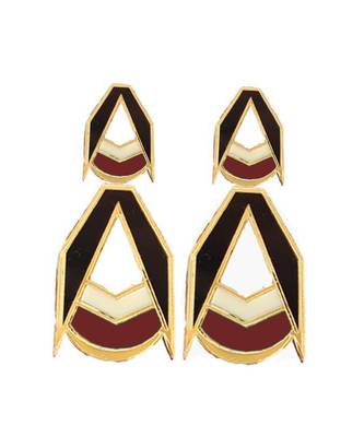 Double Drop Earwear Brown Acrylic Earring 3