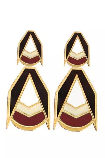 Double Drop Earwear Brown Acrylic Earring