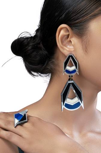 Double Drop Earwear Blue Acrylic Earring