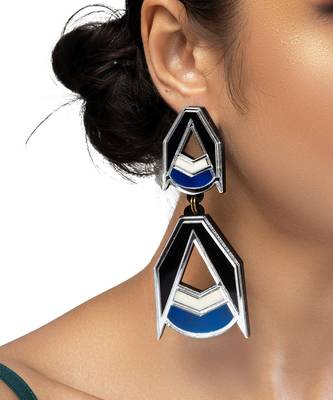 Double Drop Earwear Blue Acrylic Earring 2