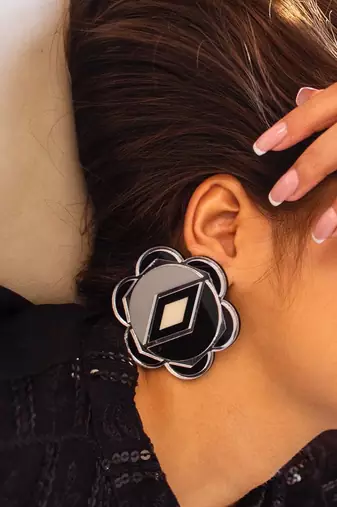 Flower Earwear Grey Acrylic Earring