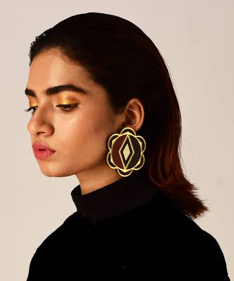 Flower Earwear Brown Acrylic Earring 1