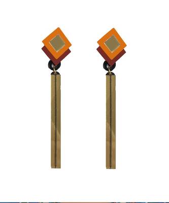 Four Sided Stud Dangler Acrylic Earring 2