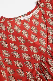 Red printed cotton cotton-tops