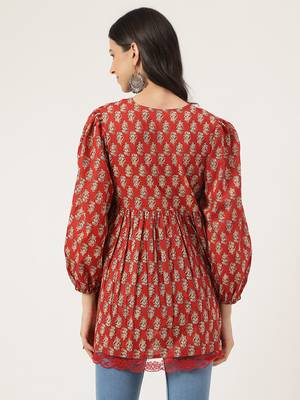 Red printed cotton cotton-tops 4