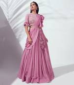 Lilac Georgette Crepe Lehenga