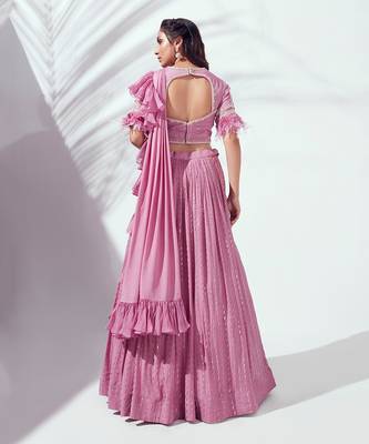Lilac Georgette Crepe Lehenga 2