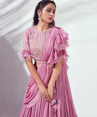 Lilac Georgette Crepe Lehenga 5