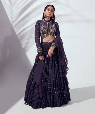 Purple Soft Organza Lehenga 1