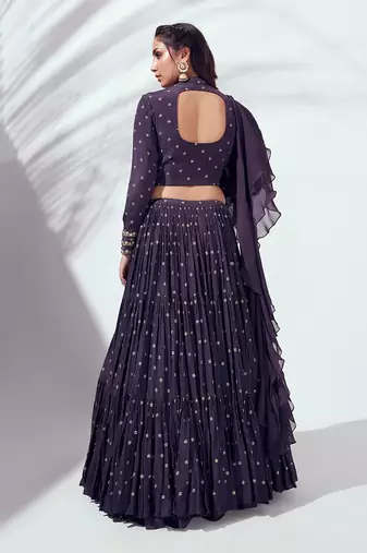 Purple Soft Organza Lehenga