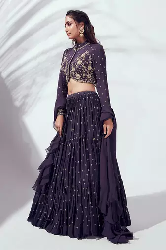 Purple Soft Organza Lehenga