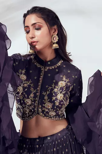 Purple Soft Organza Lehenga