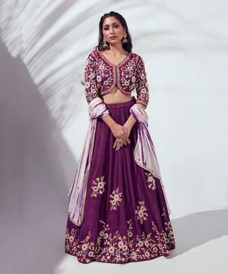 Purple Raw Silk Lehenga 1