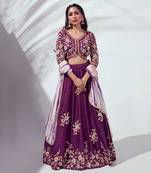 Purple Raw Silk Lehenga