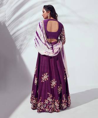Purple Raw Silk Lehenga 2