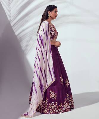 Purple Raw Silk Lehenga 3
