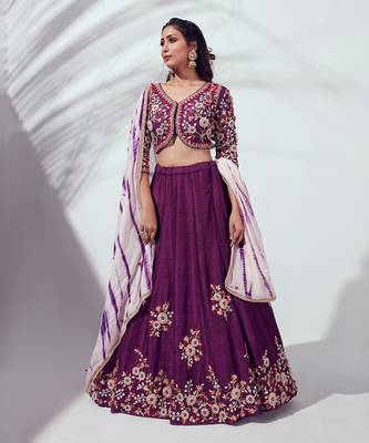 Purple Raw Silk Lehenga 4