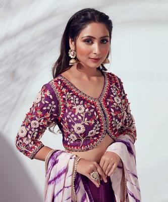Purple Raw Silk Lehenga 5