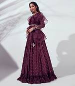 Wine Georgette Crepe Lehenga