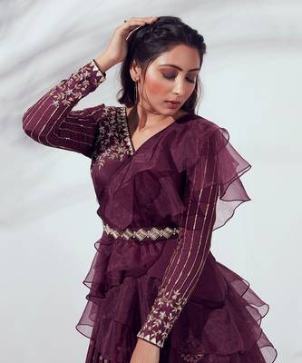 Wine Georgette Crepe Lehenga 6