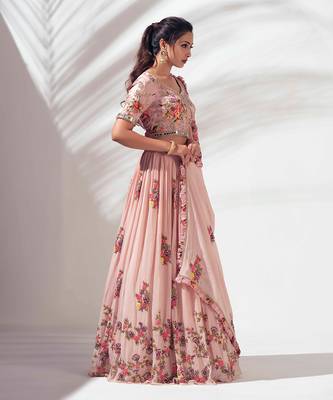 Blush Pink Georgette Crepe Lehenga 2