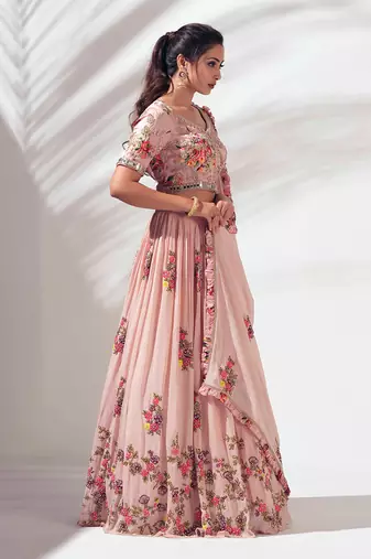 Blush Pink Georgette Crepe Lehenga