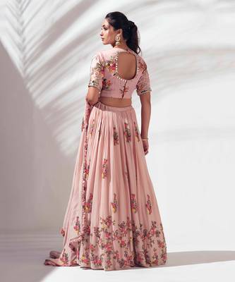 Blush Pink Georgette Crepe Lehenga 5