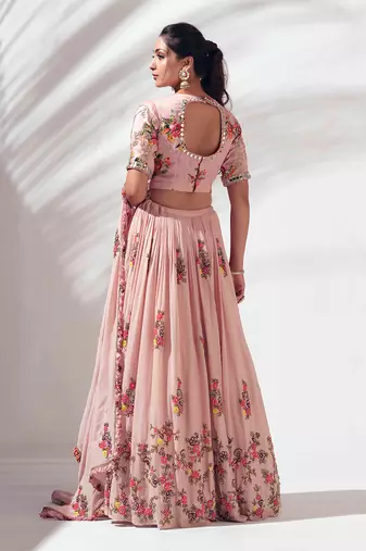 Blush Pink Georgette Crepe Lehenga