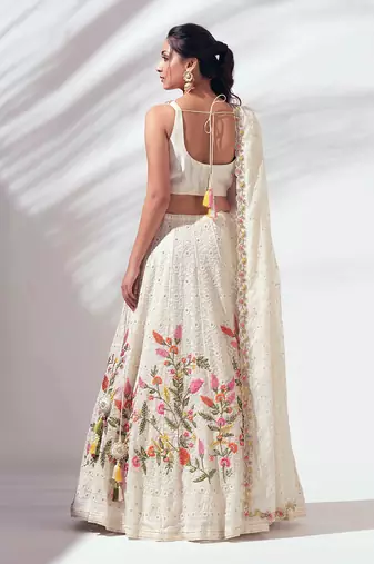 Ivory Georgette Lehenga