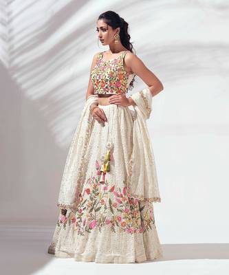 Ivory Georgette Lehenga 4