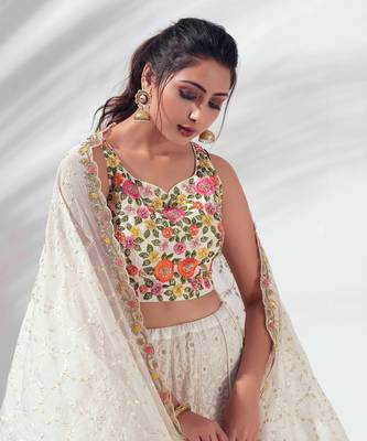 Ivory Georgette Lehenga 5
