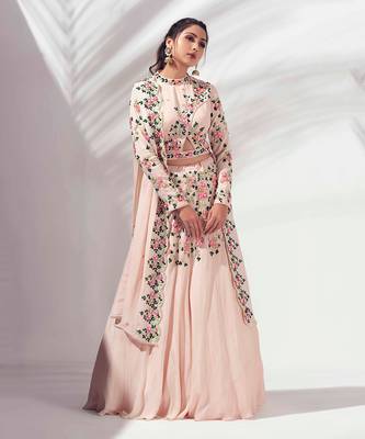 Pink Georgette Crepe Lehenga 1