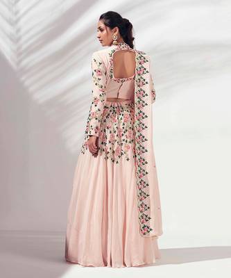 Pink Georgette Crepe Lehenga 2