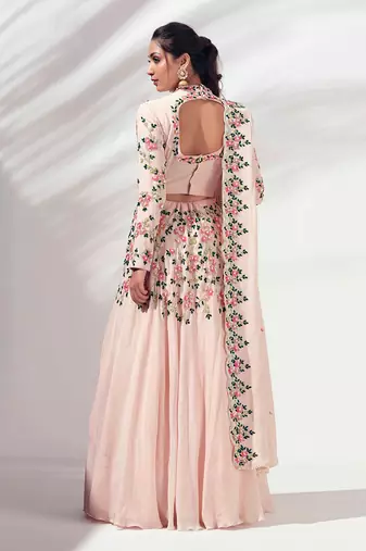 Pink Georgette Crepe Lehenga