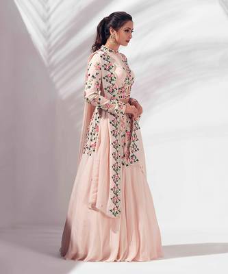 Pink Georgette Crepe Lehenga 3