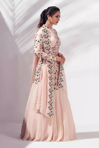 Pink Georgette Crepe Lehenga