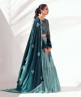 Sea Green Georgette Crepe Lehenga 3