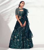 Bottle Green Georgette Crepe Lehenga
