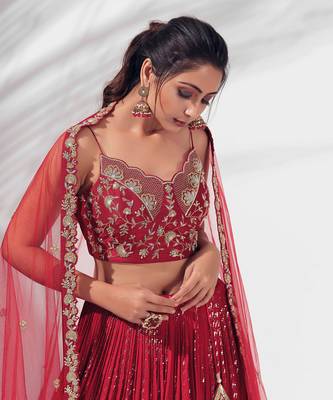Red Silk Lehenga 3