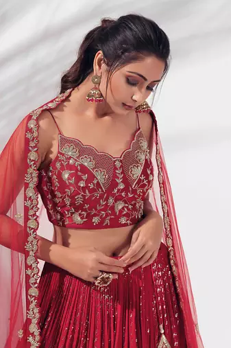 Red Silk Lehenga