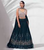 Bottle Green Georgette Crepe Lehenga